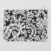 黒モダン白フローラダマエレガントスク結婚式 エンクロージャーカード (裏面)