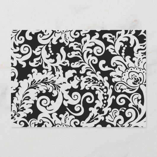 黒モダン白フローラダマエレガントスク結婚式 エンクロージャーカード (裏面)