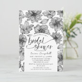 黒モダン白フローラブライダルシャワー 招待状 (スタンド正面)
