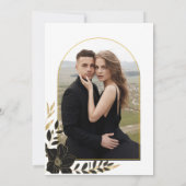 黒モダン白フローラミニマル写エレガント真 招待状 (裏面)