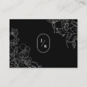 黒モダン白フローラ結婚詳細 エンクロージャーカード (裏面)