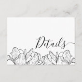 黒モダン白フローラ結婚詳細 エンクロージャーカード (正面)