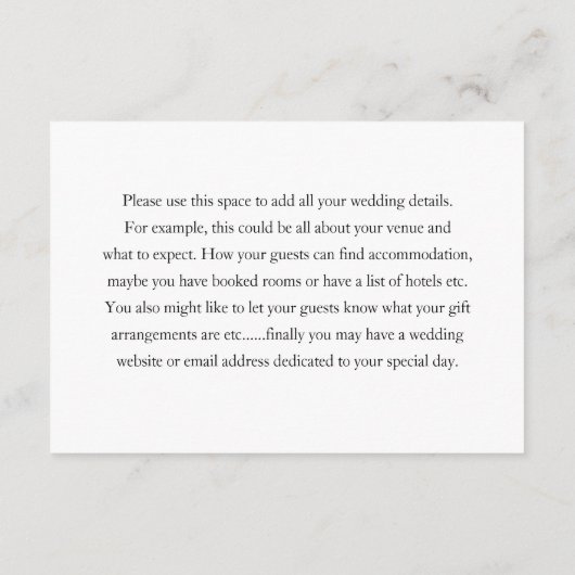 黒モダン白フローラ結婚詳細 エンクロージャーカード (裏面)