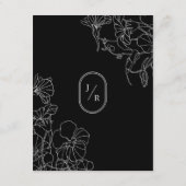 黒モダン白フローラ結婚詳細 エンクロージャーカード (裏面)