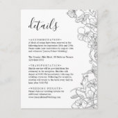 黒モダン白フローラ結婚詳細 エンクロージャーカード (正面)