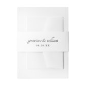 黒モダン白フローラ結婚 招待状ベリーバンド (正面例)