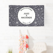 黒モダン白フローラ結婚 横断幕 (インサイチュ)