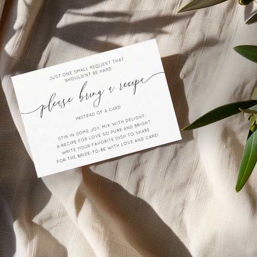 黒モダン白ブライダルシャワーレシピ エンクロージャーカード