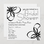 黒モダン白ブライダルシャワー招待状 招待状 (正面/裏面)