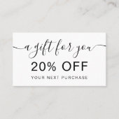 黒モダン白プロフェッショナルタイポグラフィ 割引カード (正面)