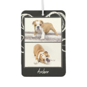 黒モダン白ペットドッグフォトコラージカー カーエアーフレッシュナー (正面)