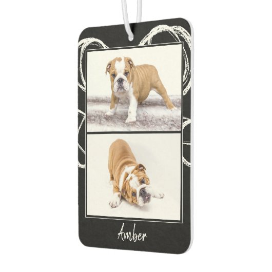 黒モダン白ペットドッグフォトコラージカー カーエアーフレッシュナー (左)