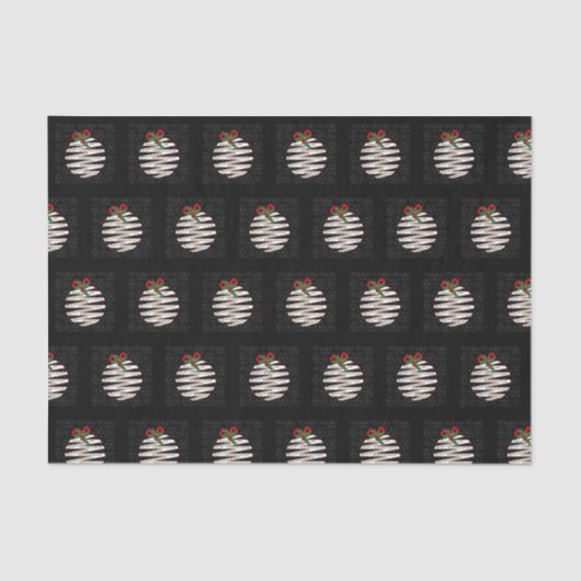 黒モダン白ホリデーオーナメント折り紙 薄葉紙 (正面)