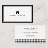 黒モダン白ホームロゴエステート実在ブロブローカー 名刺 (正面/裏面)