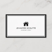 黒モダン白ホームロゴエステート実在ブロブローカー 名刺 (正面)