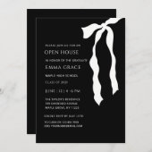 黒モダン白ボウオープンハウス卒業 招待状 (正面/裏面)