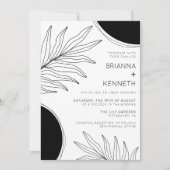 黒モダン白ボタコンテンポラリーニカル 招待状 (正面)