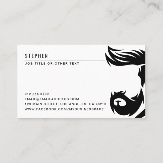 黒モダン白マンハサミ理容師店 名刺 (裏面)