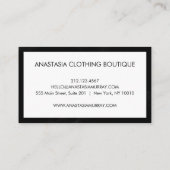 黒モダン白ミニマリストラグジュアリーブティック 名刺 (裏面)