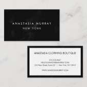 黒モダン白ミニマリストラグジュアリーブティック 名刺 (正面/裏面)
