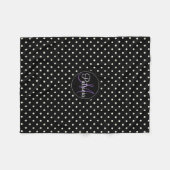 黒モダン白ミニマル水玉模様 フリースブランケット (正面(横))