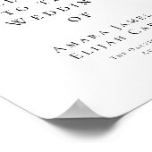 黒モダン白ミニマル結婚歓迎サイン ポスター (角)