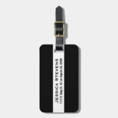 黒モダン白モノグラストライプム ラゲッジタグ (正面縦)