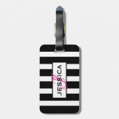 黒モダン白モノグラストライプム ラゲッジタグ (裏面縦)