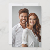 黒モダン白モノグラミニマルム結婚ズ セーブザデート (裏面)