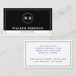 黒モダン白モノグラムの コーリングカード