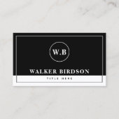 黒モダン白モノグラムの コーリングカード (正面)