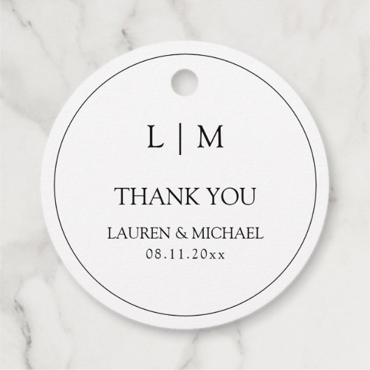 黒モダン白モノグラムシンプルありがとう フェイバータグ (裏面)