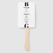 黒モダン白モノグラム結婚式 プログラム ハンドファン (正面)