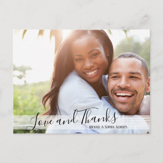 黒モダン白ラブ&ハガキ感謝していー ポストカード (正面)