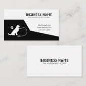 黒モダン白リーシュポードッグ歩く 名刺 (正面/裏面)