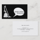 黒モダン白レトロハウスクリーニング真空 名刺 (正面/裏面)