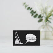 黒モダン白レトロハウスクリーニング真空 名刺 (スタンド正面)