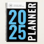 黒モダン白ロカスタムゴプランナー プランナー手帳<br><div class="desc">黒モダン白シンプルパーソナライズされた会社のロゴデザイン。このプランナーブックの色と文字を編集できる。</div>