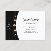 黒モダン白ローズダイヤモンド金ゴールドイニシャル 名刺 (裏面)