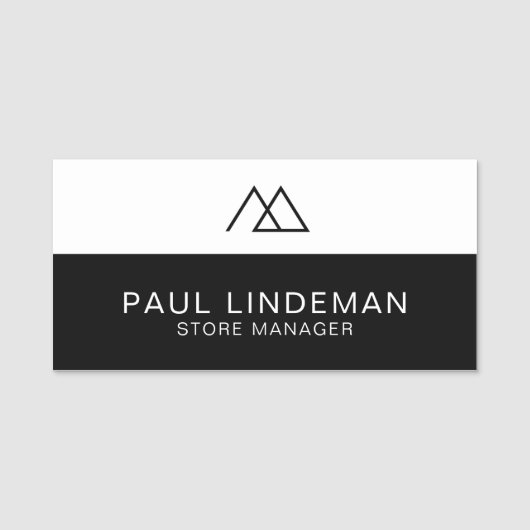 黒モダン白ロ企業のゴ社員 名札 (正面)