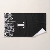 黒モダン白ワイルドフラワーフローラカスタム ハンドタオル (ハンドタオル)