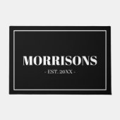 黒モダン白名前をカスタムする日縁ど ドアマット (正面)