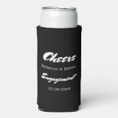 黒モダン白婚約パーティ応援 スリム缶クーラー (Seltzer正面)