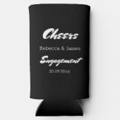 黒モダン白婚約パーティ応援 スリム缶クーラー (裏面)