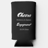 黒モダン白婚約パーティ応援 スリム缶クーラー (正面)