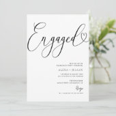 黒モダン白婚約パーティ 招待状 (スタンド正面)