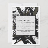 黒モダン白抽象芸術ミニマル結婚の 招待状 (正面)