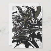 黒モダン白抽象芸術ミニマル結婚の 招待状 (裏面)