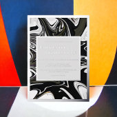 黒モダン白抽象芸術ミニマル結婚の 箔招待状