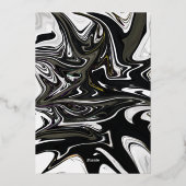 黒モダン白抽象芸術ミニマル結婚の 箔招待状 (裏面)